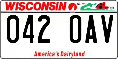 WI license plate 042OAV