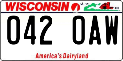 WI license plate 042OAW