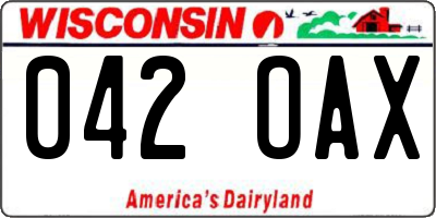 WI license plate 042OAX