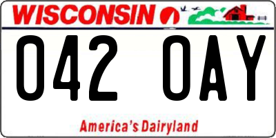 WI license plate 042OAY
