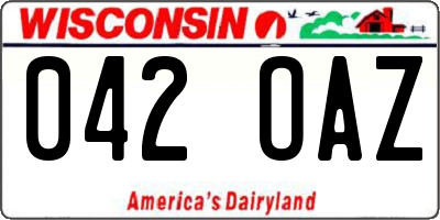 WI license plate 042OAZ