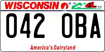 WI license plate 042OBA