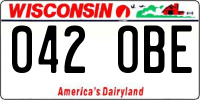 WI license plate 042OBE