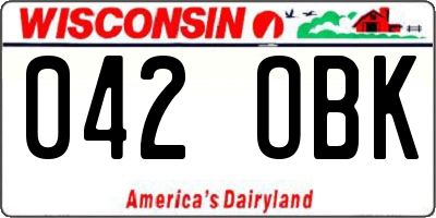 WI license plate 042OBK
