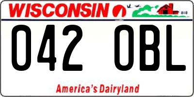 WI license plate 042OBL