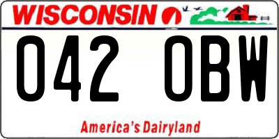 WI license plate 042OBW