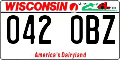 WI license plate 042OBZ