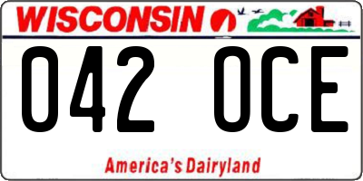 WI license plate 042OCE