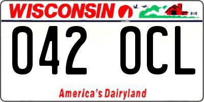 WI license plate 042OCL