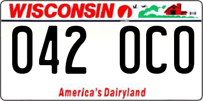 WI license plate 042OCO