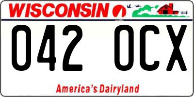 WI license plate 042OCX
