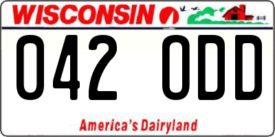 WI license plate 042ODD