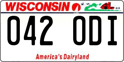 WI license plate 042ODI