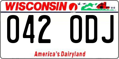 WI license plate 042ODJ