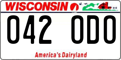 WI license plate 042ODO