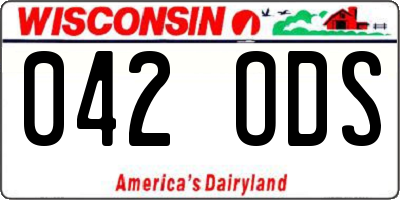 WI license plate 042ODS