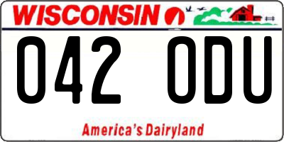 WI license plate 042ODU
