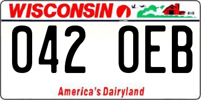 WI license plate 042OEB