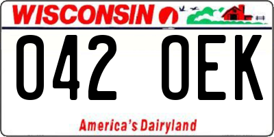 WI license plate 042OEK