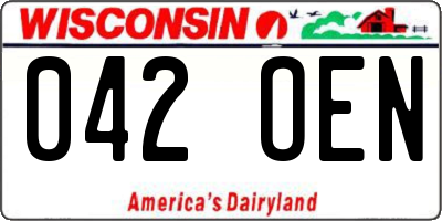 WI license plate 042OEN