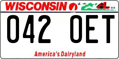 WI license plate 042OET