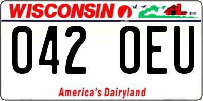 WI license plate 042OEU