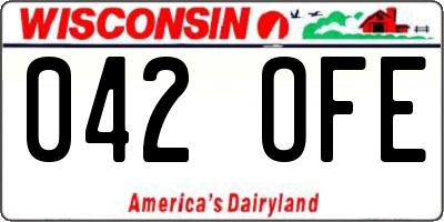 WI license plate 042OFE