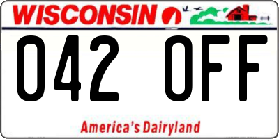 WI license plate 042OFF