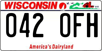 WI license plate 042OFH