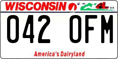 WI license plate 042OFM
