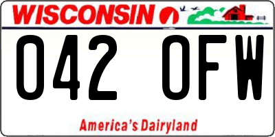 WI license plate 042OFW