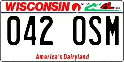 WI license plate 042OSM