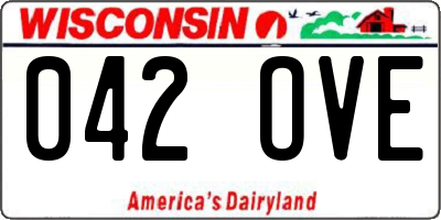 WI license plate 042OVE