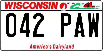 WI license plate 042PAW