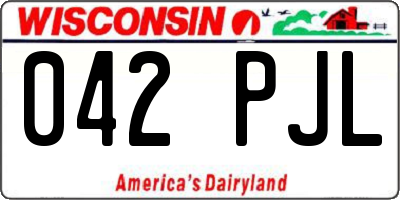 WI license plate 042PJL