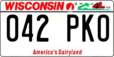 WI license plate 042PKO