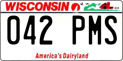 WI license plate 042PMS