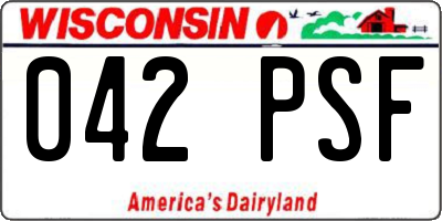 WI license plate 042PSF