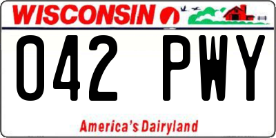 WI license plate 042PWY