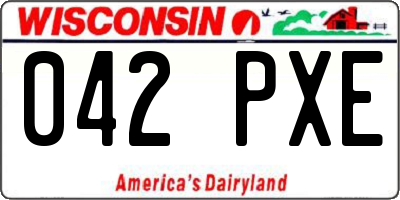 WI license plate 042PXE