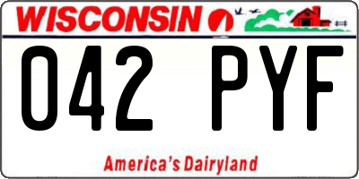 WI license plate 042PYF
