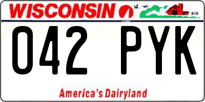 WI license plate 042PYK