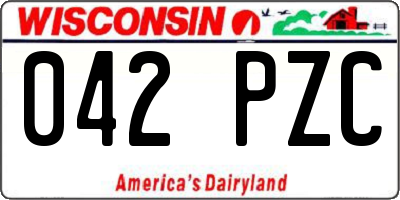 WI license plate 042PZC