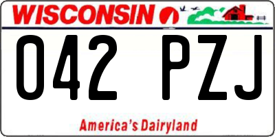 WI license plate 042PZJ