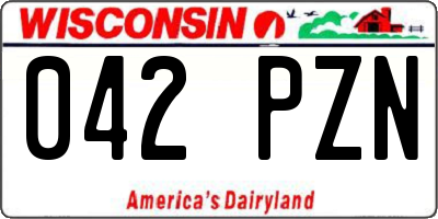 WI license plate 042PZN