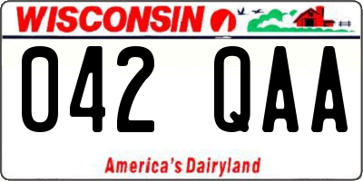 WI license plate 042QAA