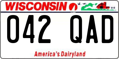 WI license plate 042QAD