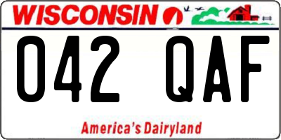 WI license plate 042QAF