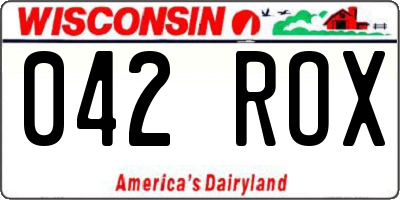 WI license plate 042ROX
