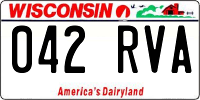 WI license plate 042RVA